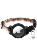 Plaid AirTag Cat Collar with QR Code Tag