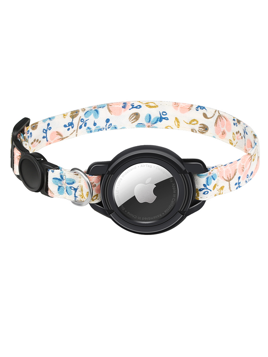 Breakaway AirTag Cat Collar Flower Pattern