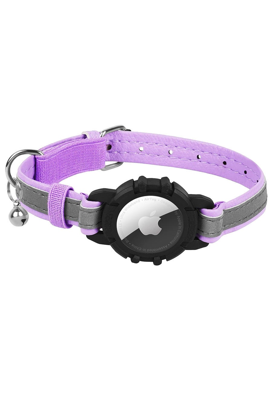 Reflective Leather AirTag Cat Collar