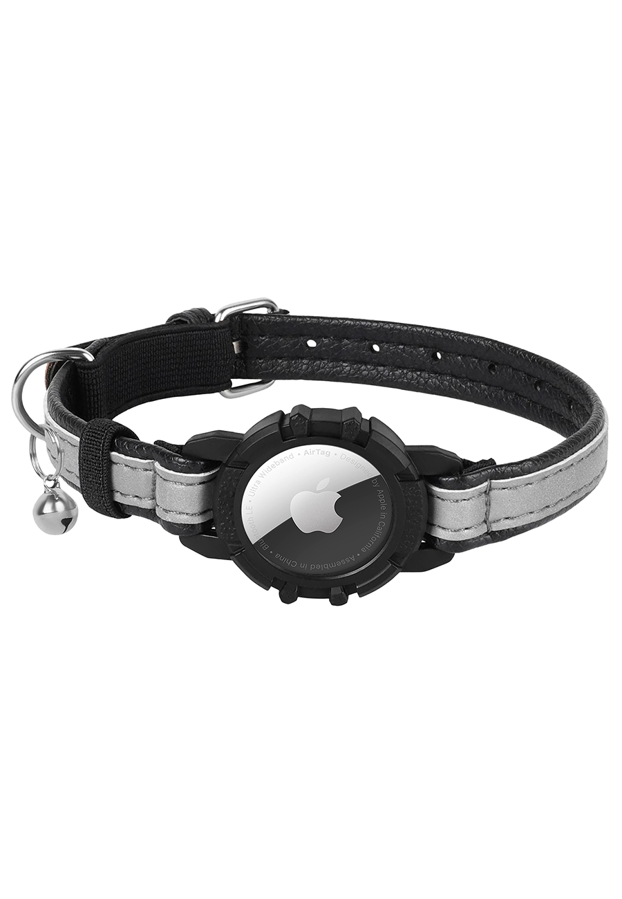 Reflective Leather AirTag Cat Collar