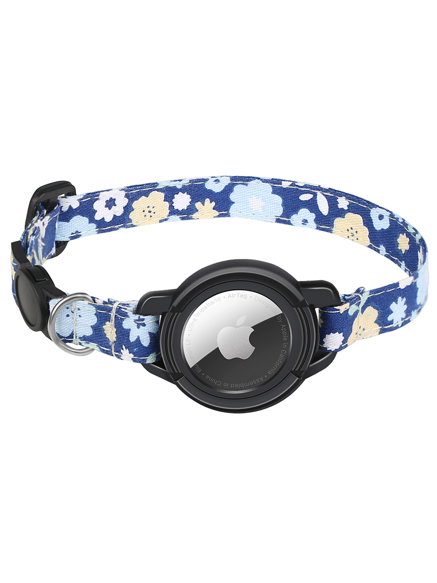 Breakaway AirTag Cat Collar Flower Pattern